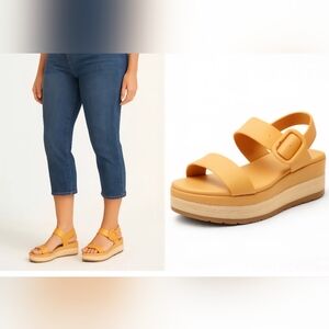 Michael Shannon Beige Espadrille Wedge Platform Bohemian Sandals Sz 10 NWOB